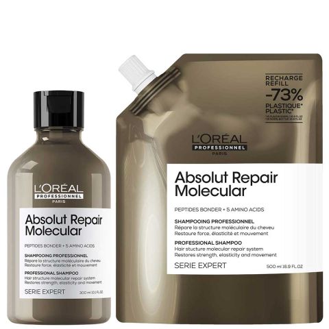 L'Oréal Professionnel - Absolut Repair Molecular Shampoo 500 ml + Refill Shampoo 500 ml - Set