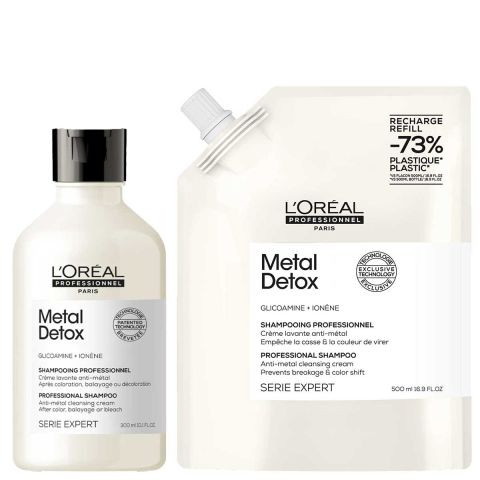 L'Oréal Professionnel - Metal Detox Shampoo 500 ml + Refill Shampoo 500 ml - Set