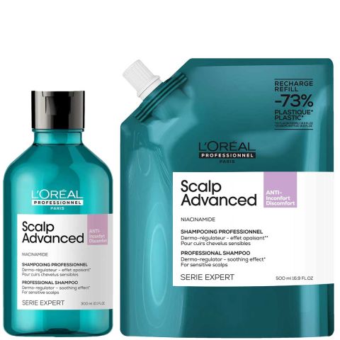 L'Oréal Professionnel - Scalp Advanced Anti Discomfort Shampoo 300 ml + Refill Shampoo 500 ml - Set